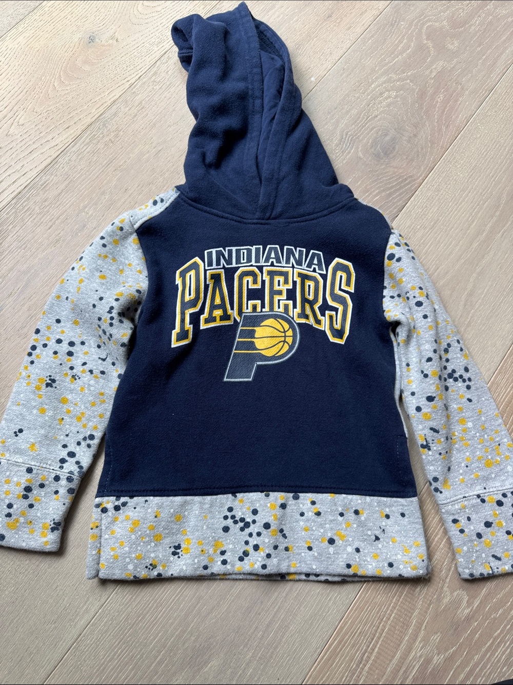 NBA Indiana Pacers Navy Hoodie with Gray Speckled Sleeves and Yellow Accent